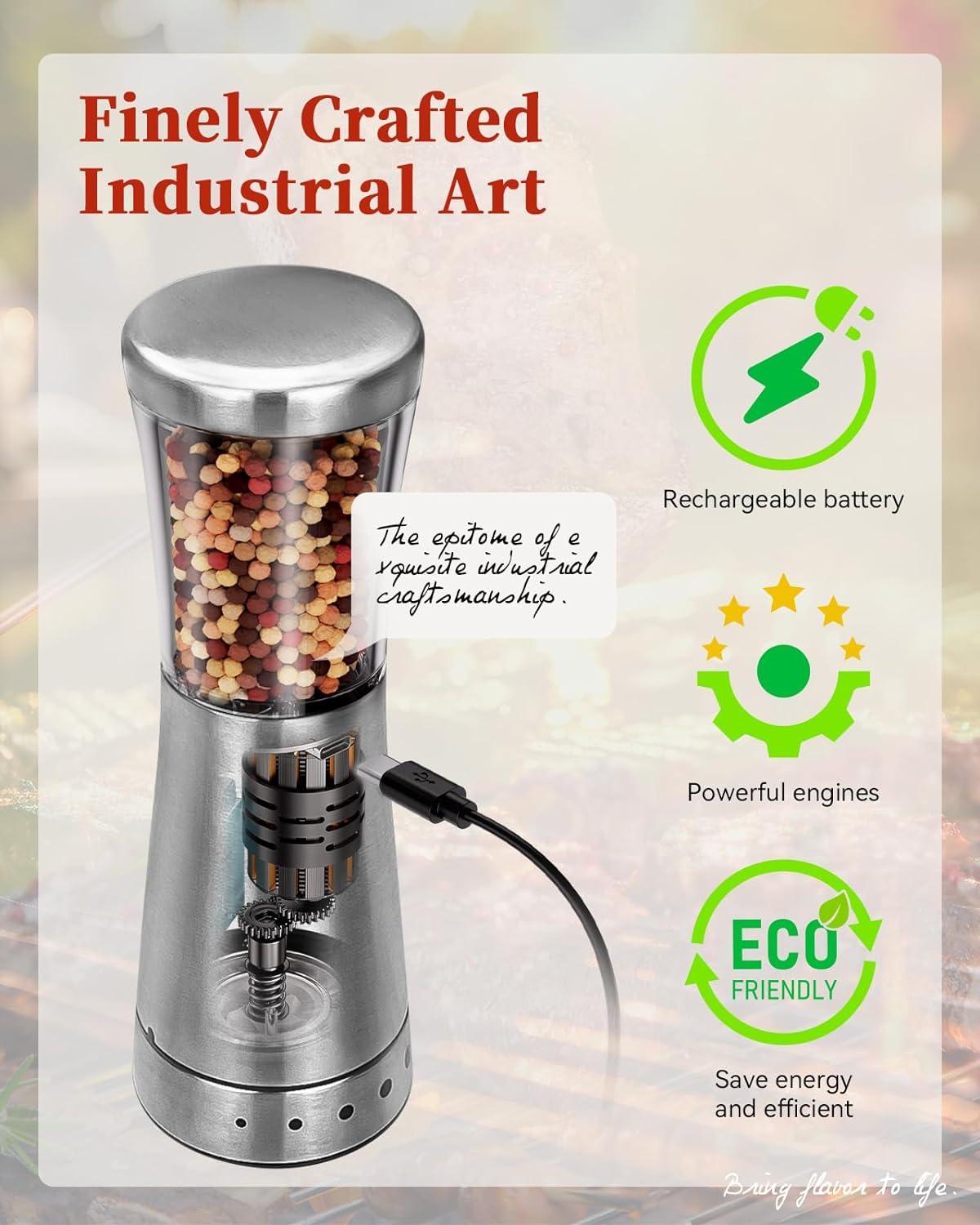 TOMEEM Electric Salt Pepper Grinder Set with Storage Base