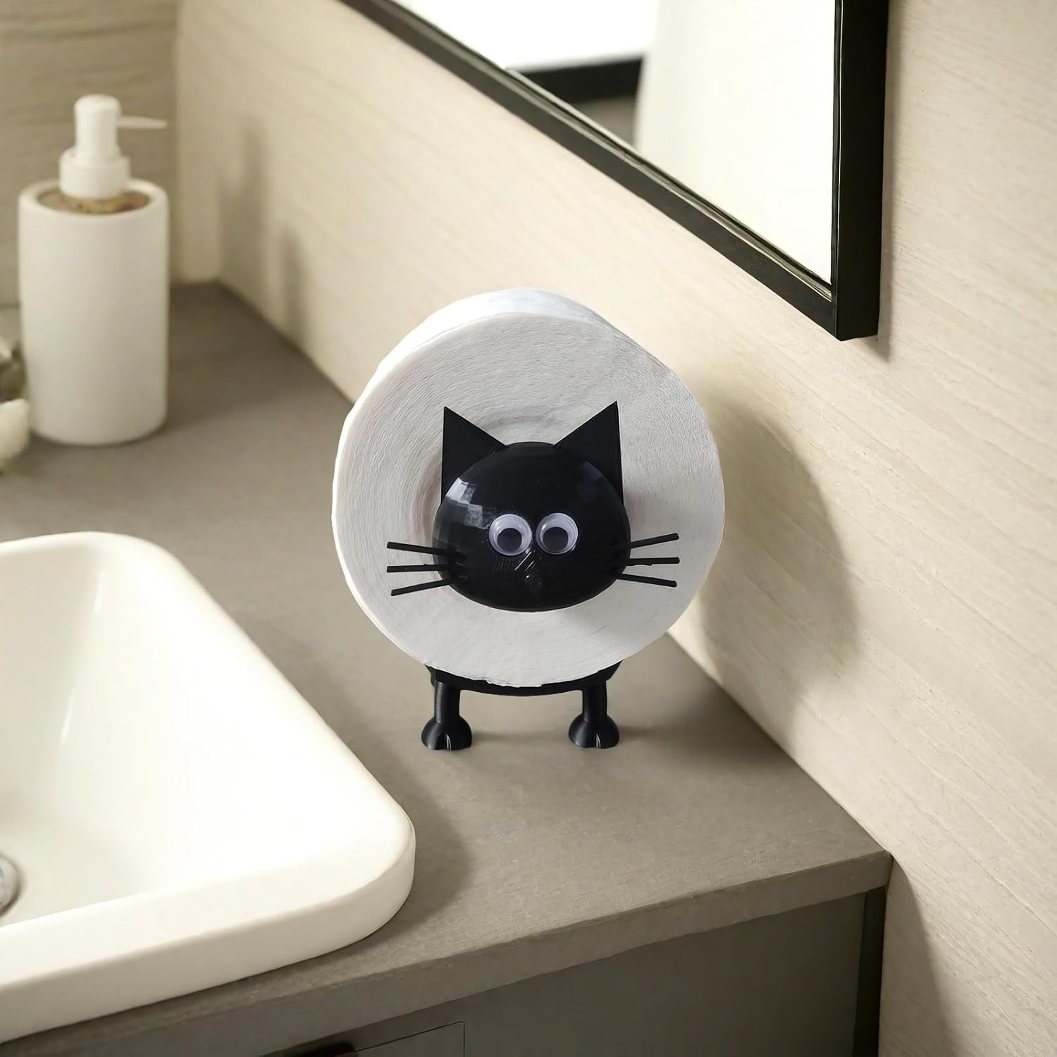 Funny Cat Toilet Paper Holder Black 3D Print