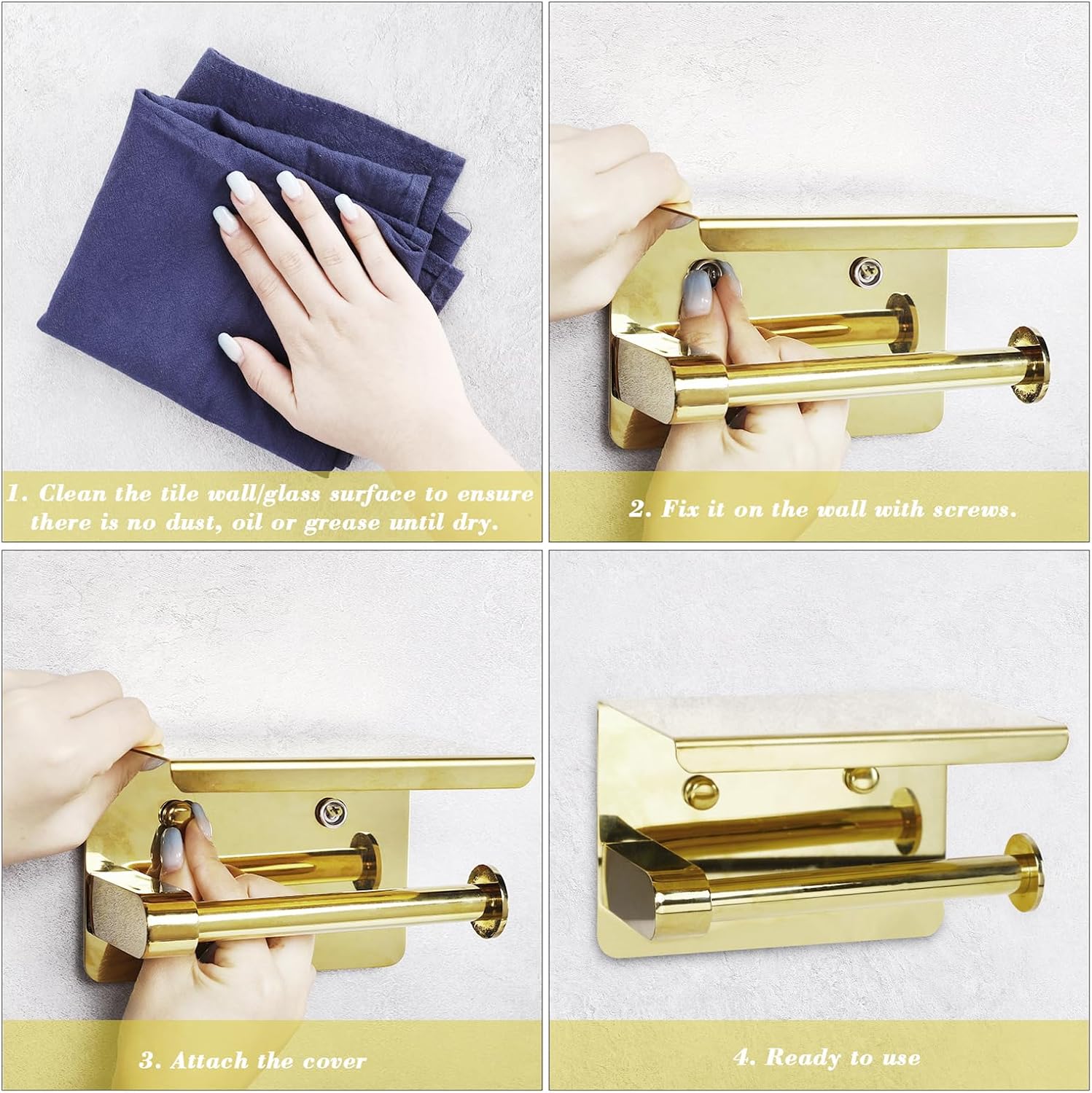 YURINJEE Gold Toilet Paper Holder with Shelf