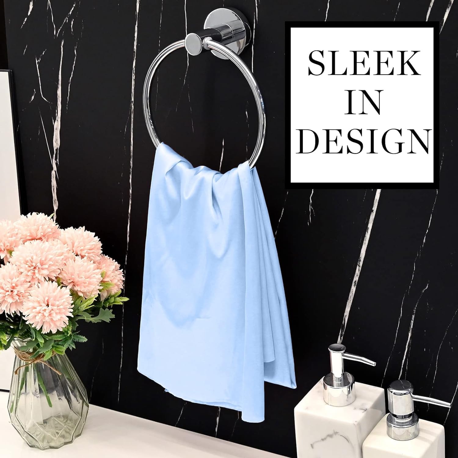 DERDOUT Stainless Steel Towel Holder Hotel Style Wall Mount Self Adhesive