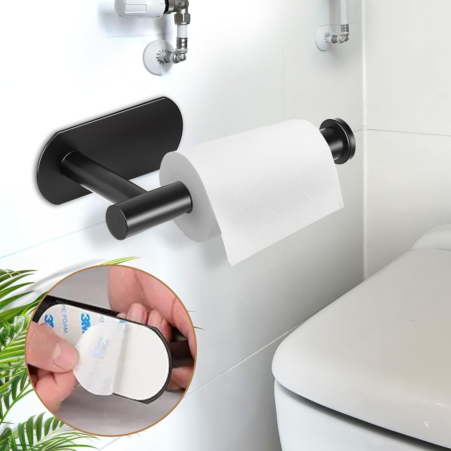 Convenient Black Toilet Paper Holder Batman Style No Drilling Adhesive Wall Mount