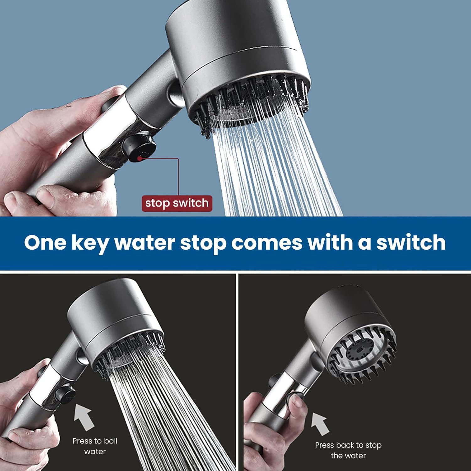 Relaxing High-Pressure Massage Shower Head with Pause Function