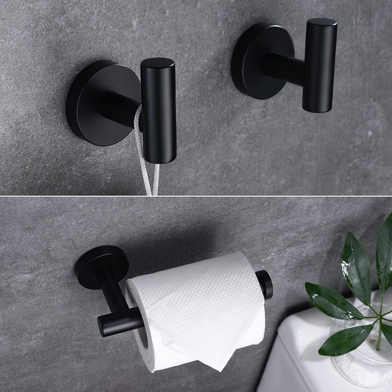 Hoooh Matte Black 3-Piece Bathroom Hardware Set