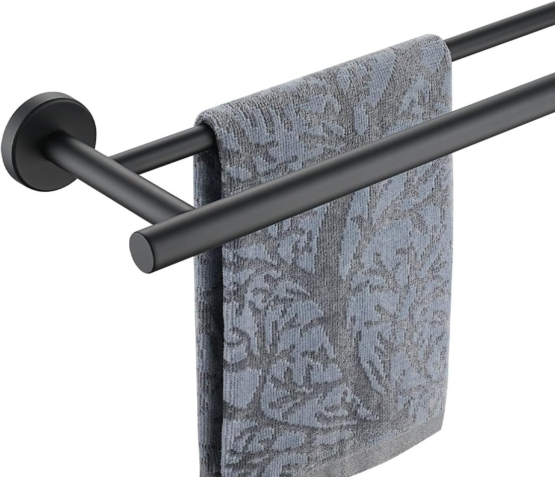 JQK Double Bath Towel Bar Matte Black