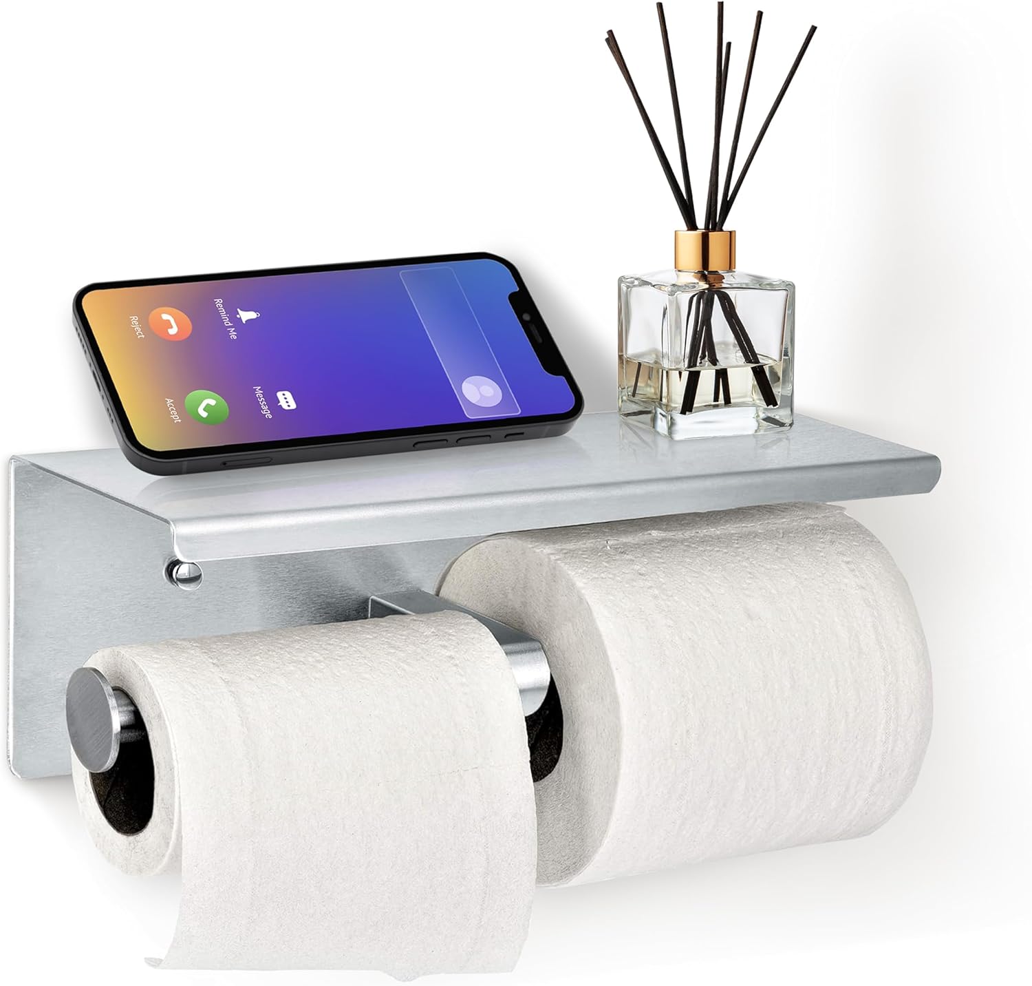 Alpine Double Roll Toilet Paper Holder with Shelf 1