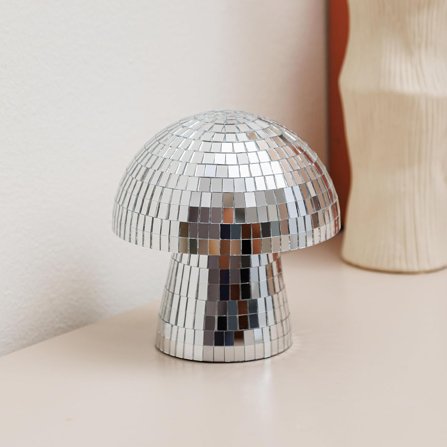 Reflective Silver Mushroom Disco Ball - 49 Inch Handmade Decor