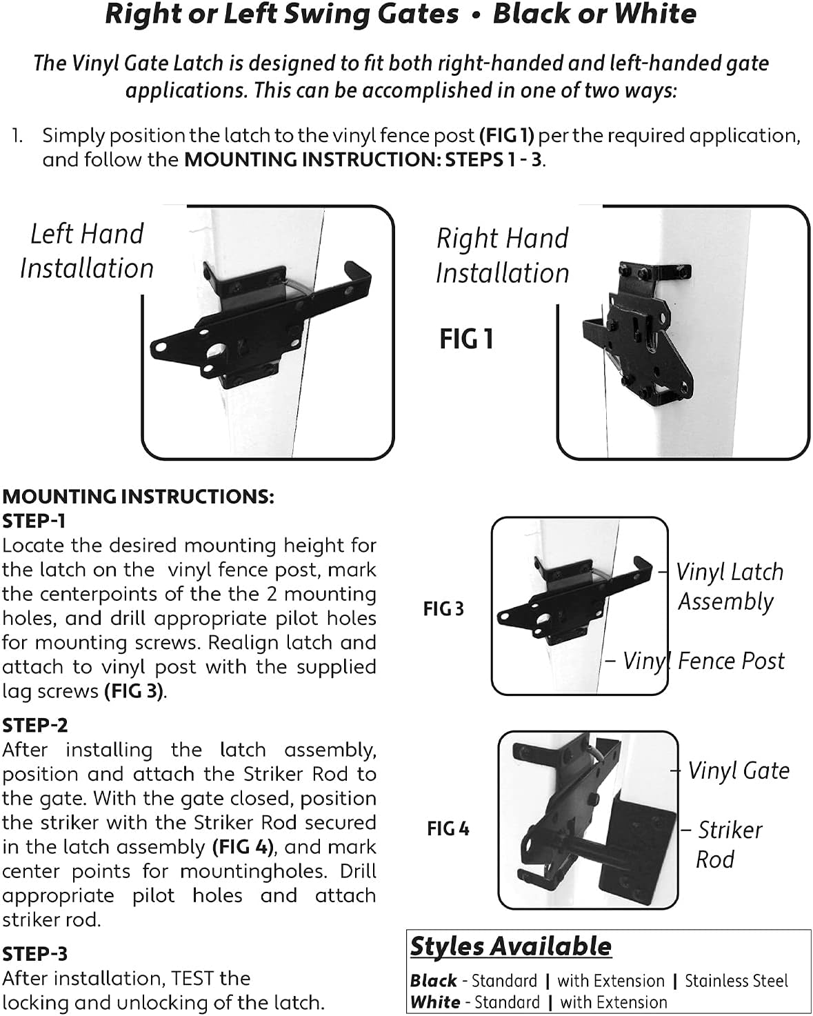 Secure Vinyl Gate Latch for Wood or PVC Fencing