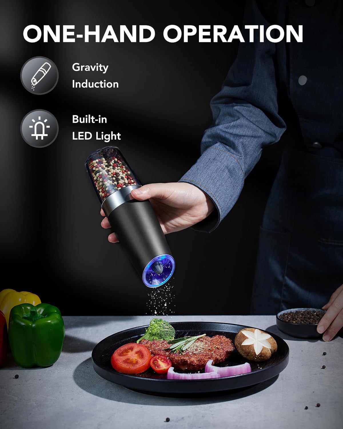 FORLIM Gravity Electric Salt and Pepper Grinder Set