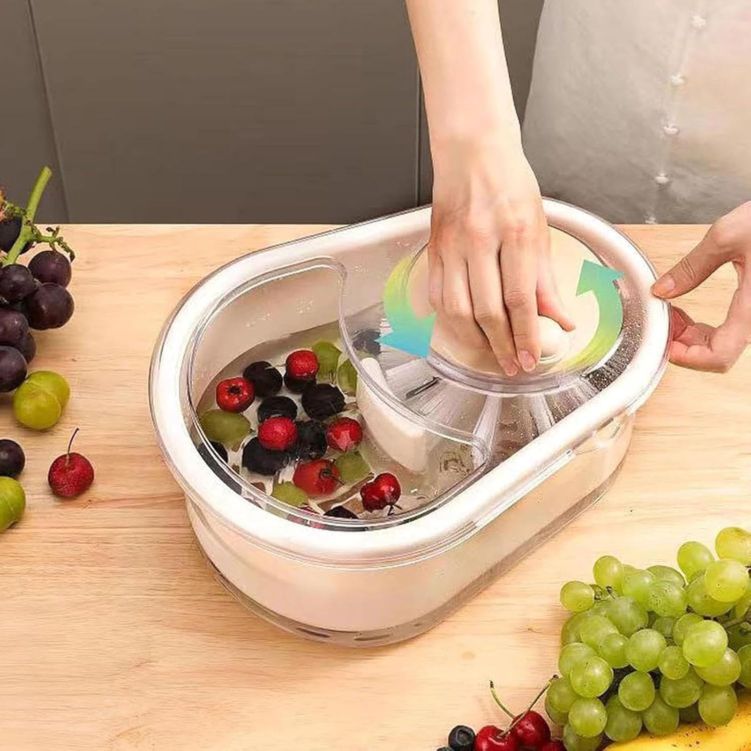 Cmeilau 2025 Fruit Cleaner Spinner Manual Portable
