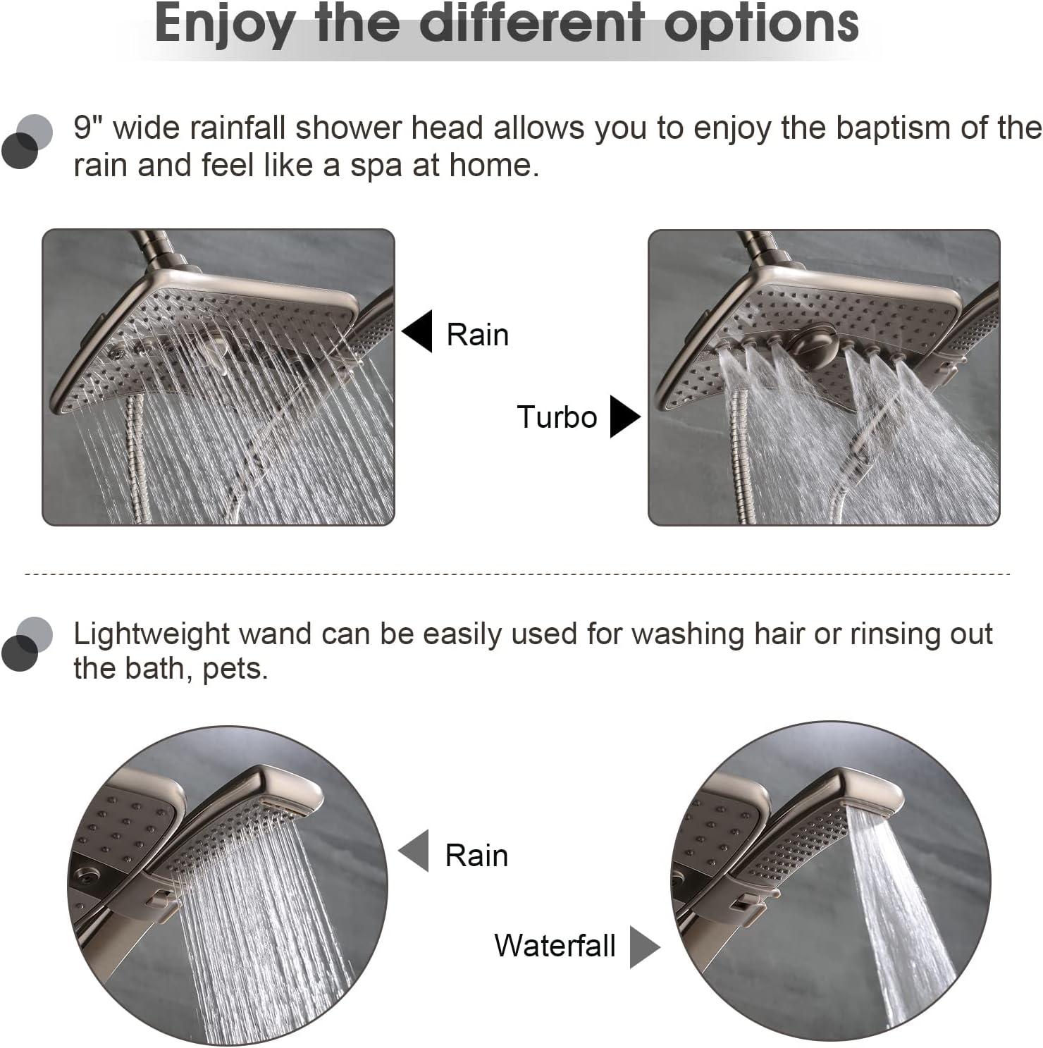 Bright Showers Dual Shower Head Grab Bar Set
