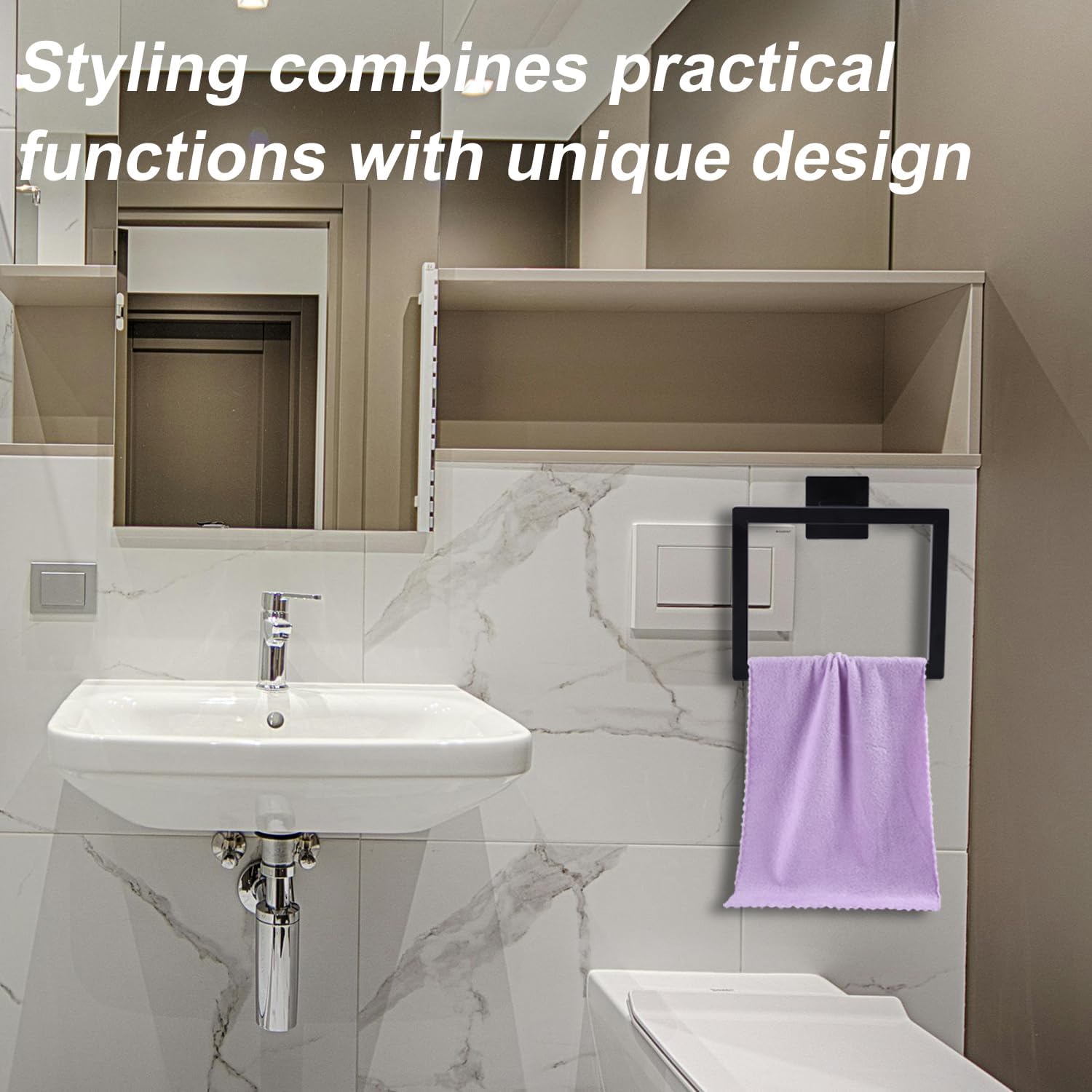 2pcs Matte Black Towel Holder for Bathroom 1