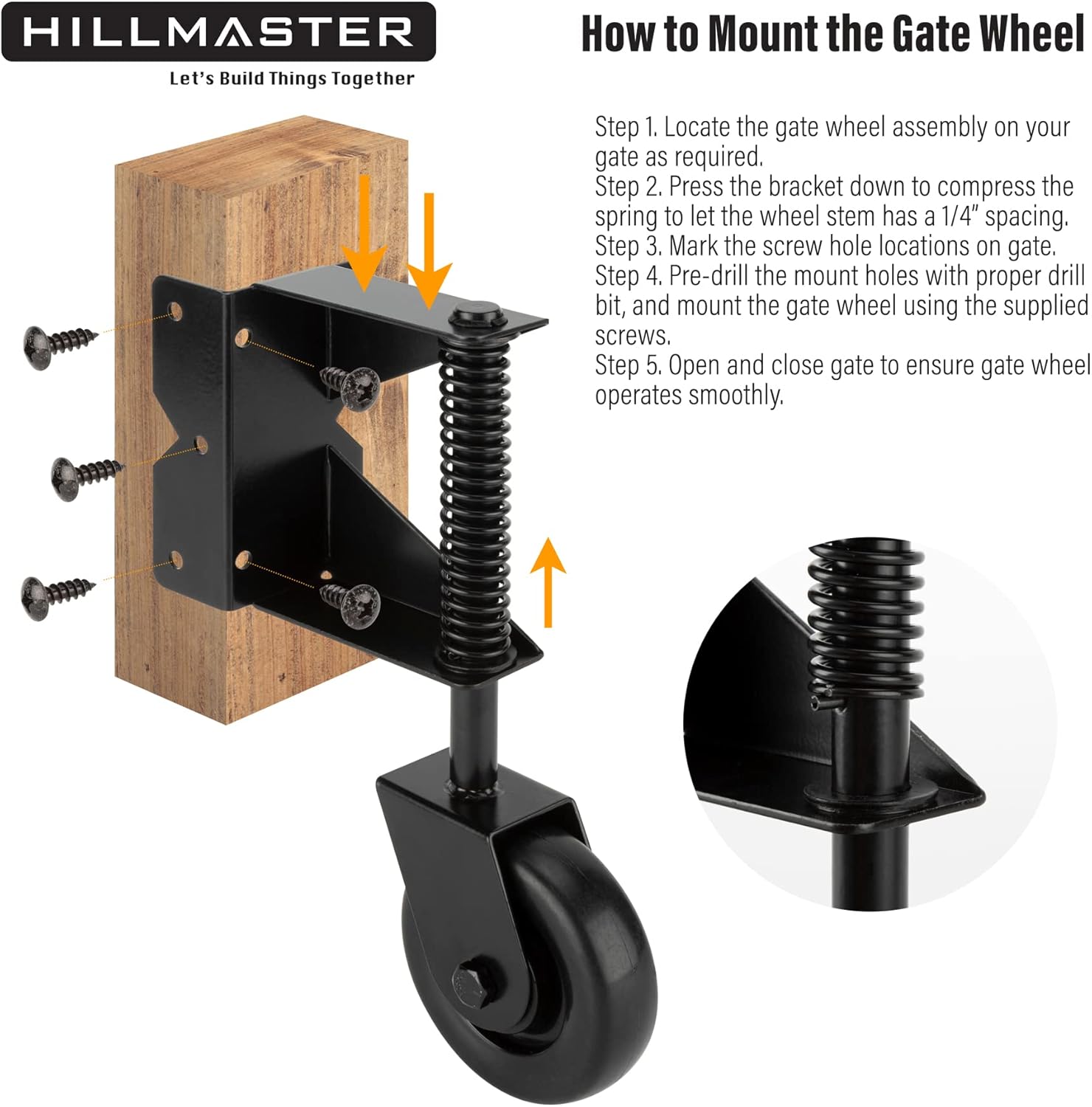 Sturdy 4-Inch Gate Wheel Kit for Outdoor Fences