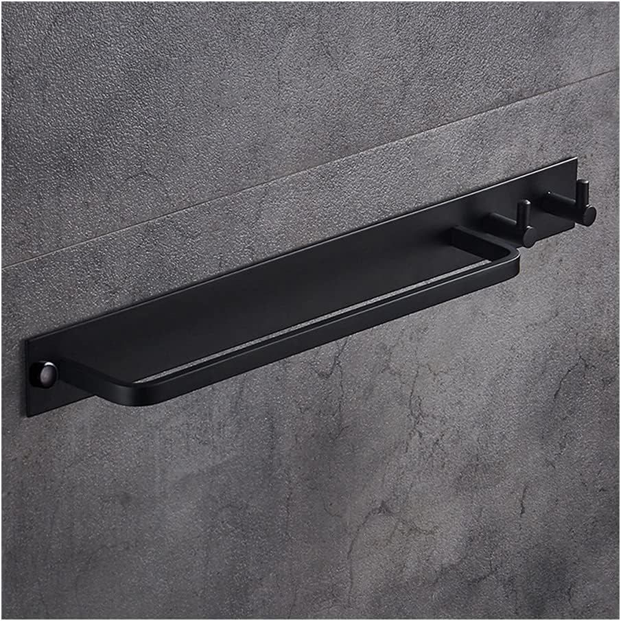 ANNBKA Black Aluminum Towel Bar with 2 Hooks 1