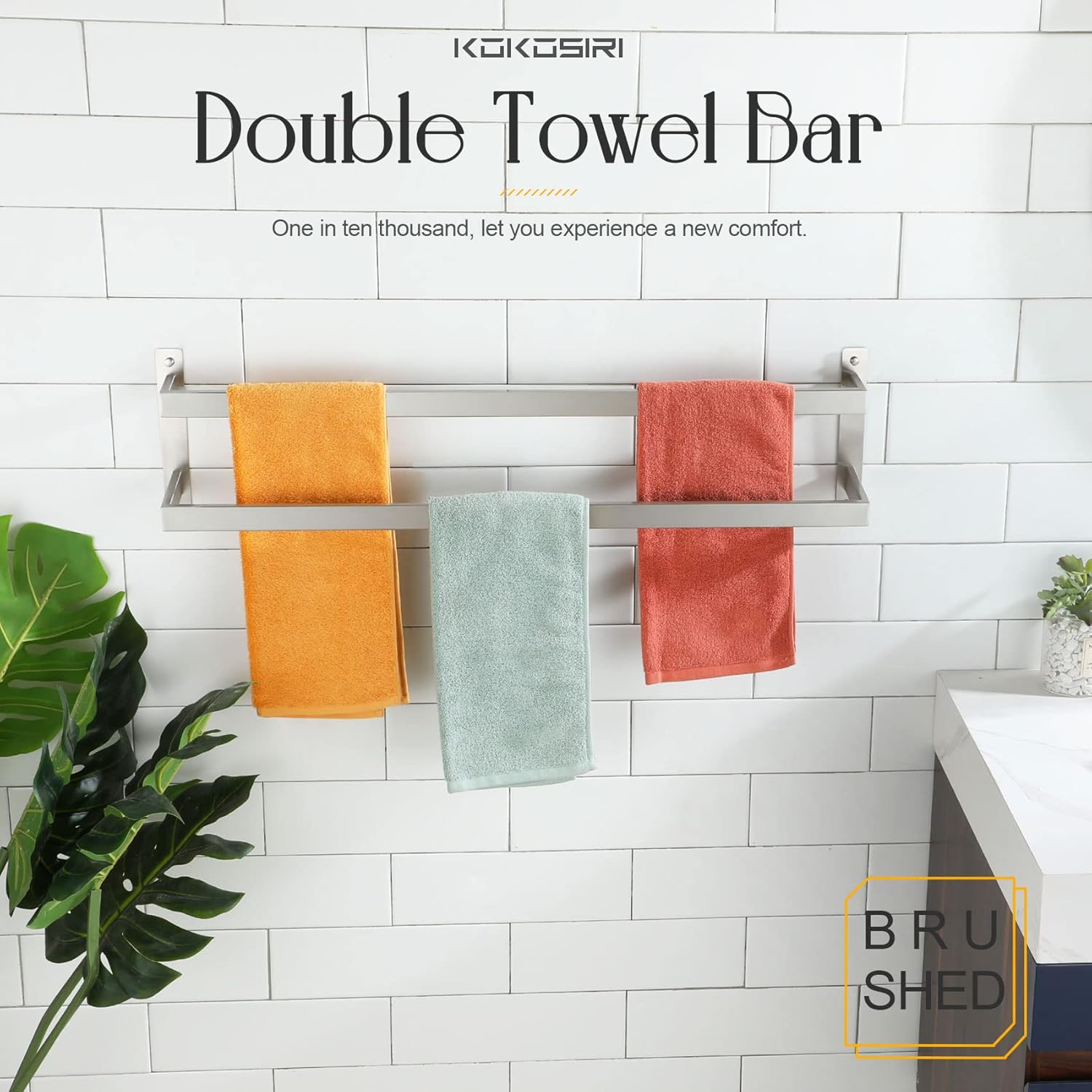 KOKOSIRI 32 Inches 2-Tier Ladder Towel Rack Brushed Nickel B5008BR-L32B3004BR