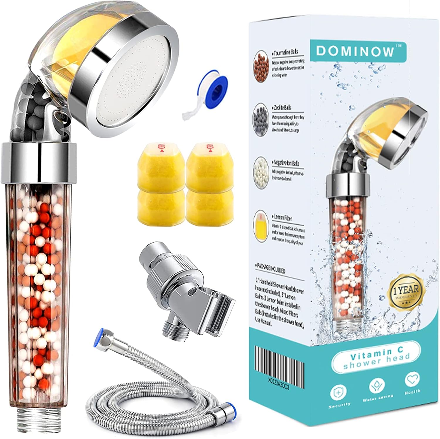 Vitamin C shower head with mineral stone technology