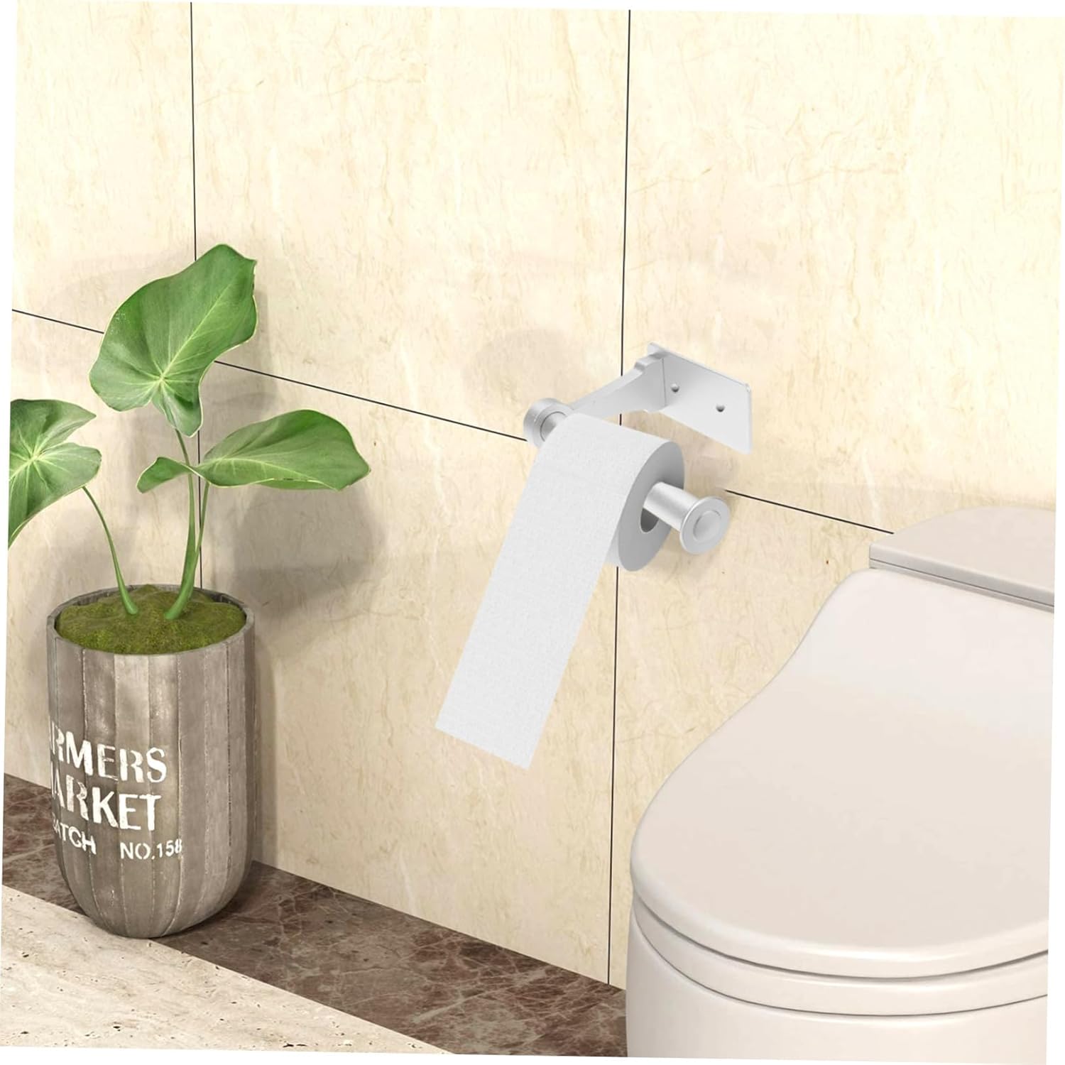 Veemoon Wall Toilet Paper Holder Space-Saving Aluminum Design