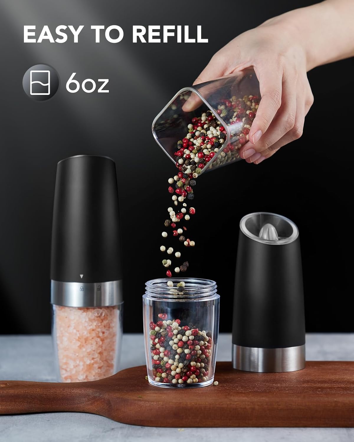 FORLIM Gravity Electric Salt and Pepper Grinder Set