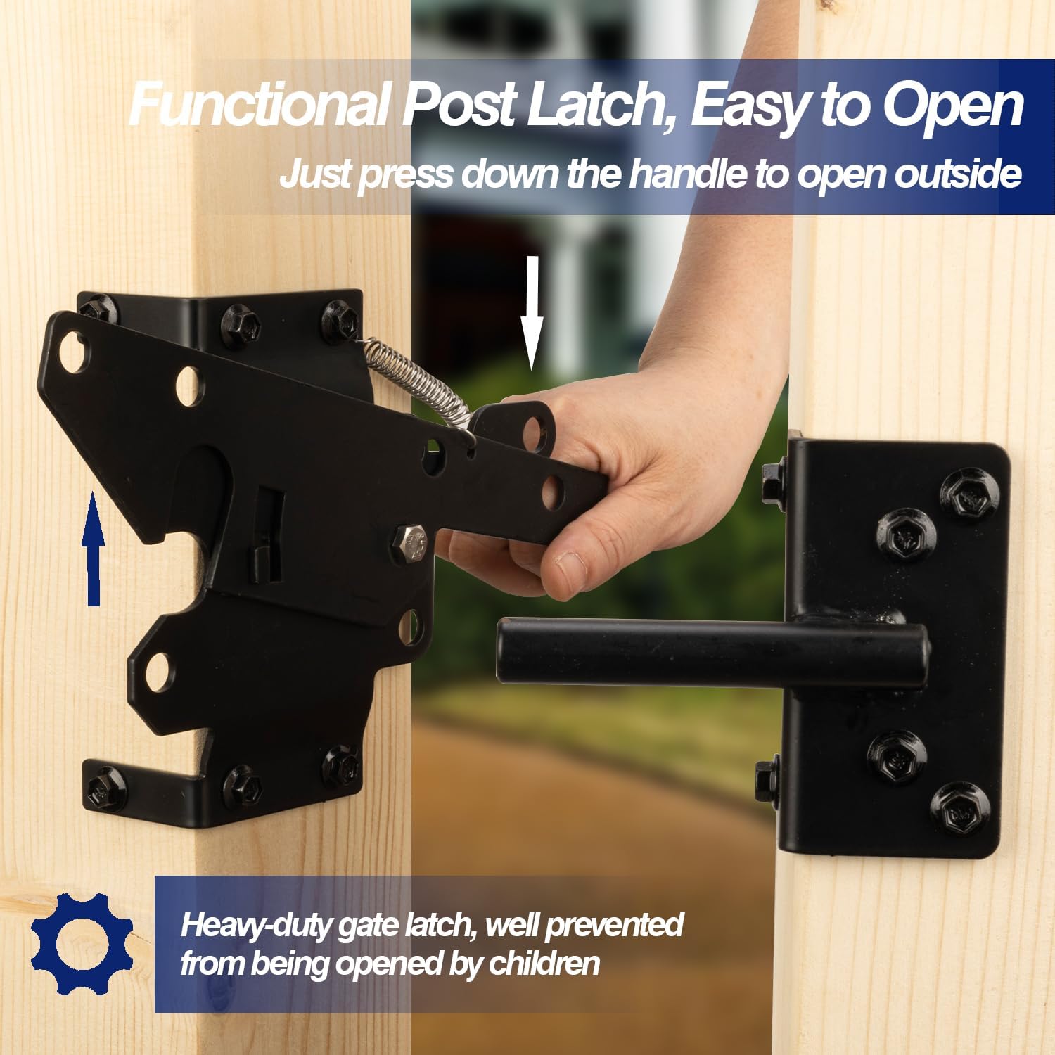 HTHOOOME Heavy Duty Self-Locking Gate Latch