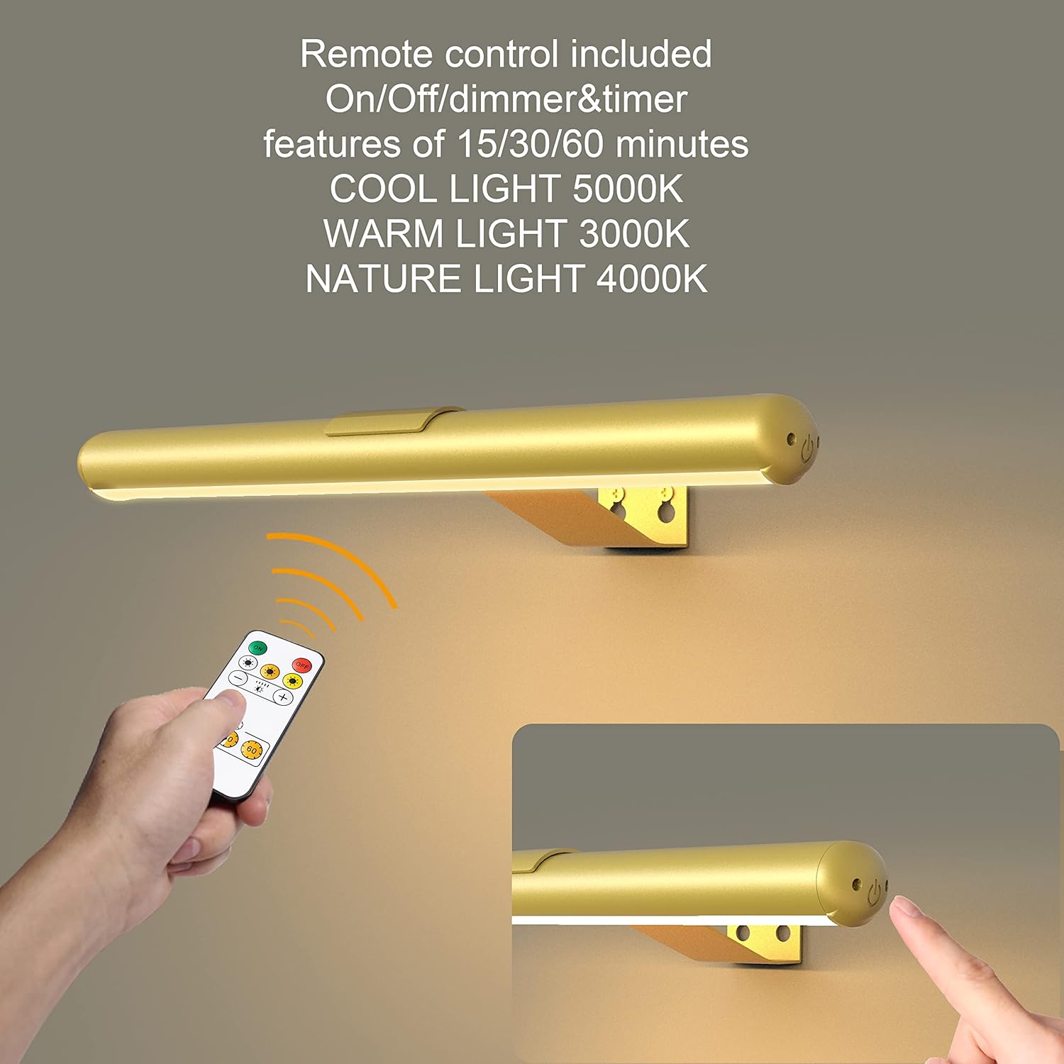Wireless Picture Light with Remote Control and Magnetic Mount