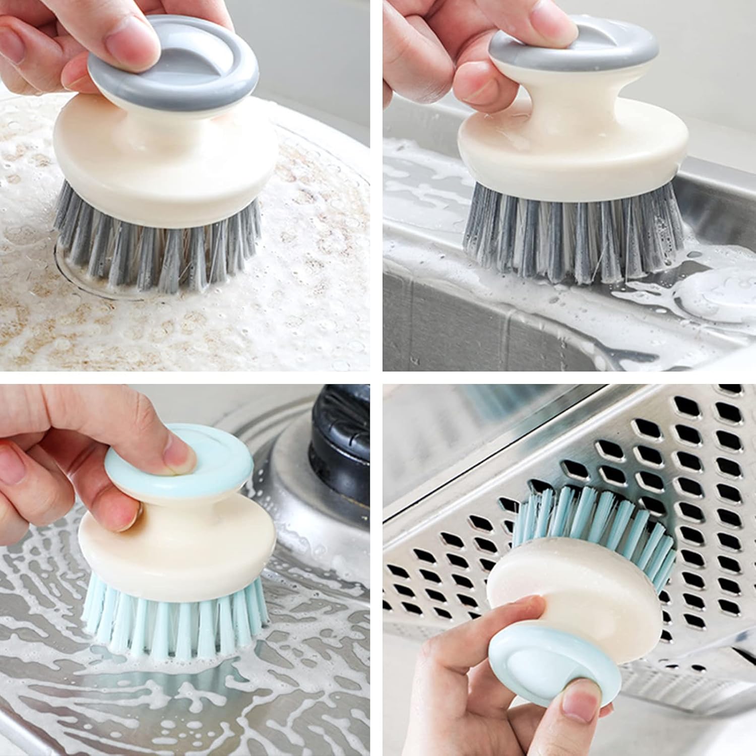 MUUBOOX Dish Scrub Brush with Stiff Bristles 2P Grey