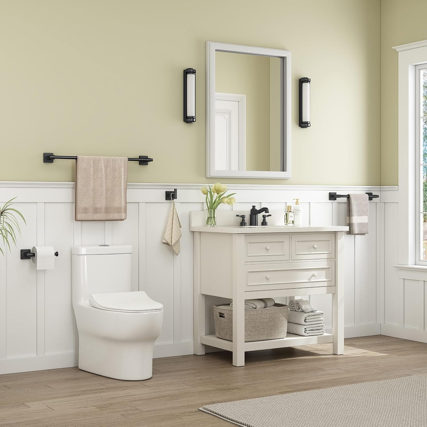 Suyar Matte Black Bathroom Hardware Set 4 PCS