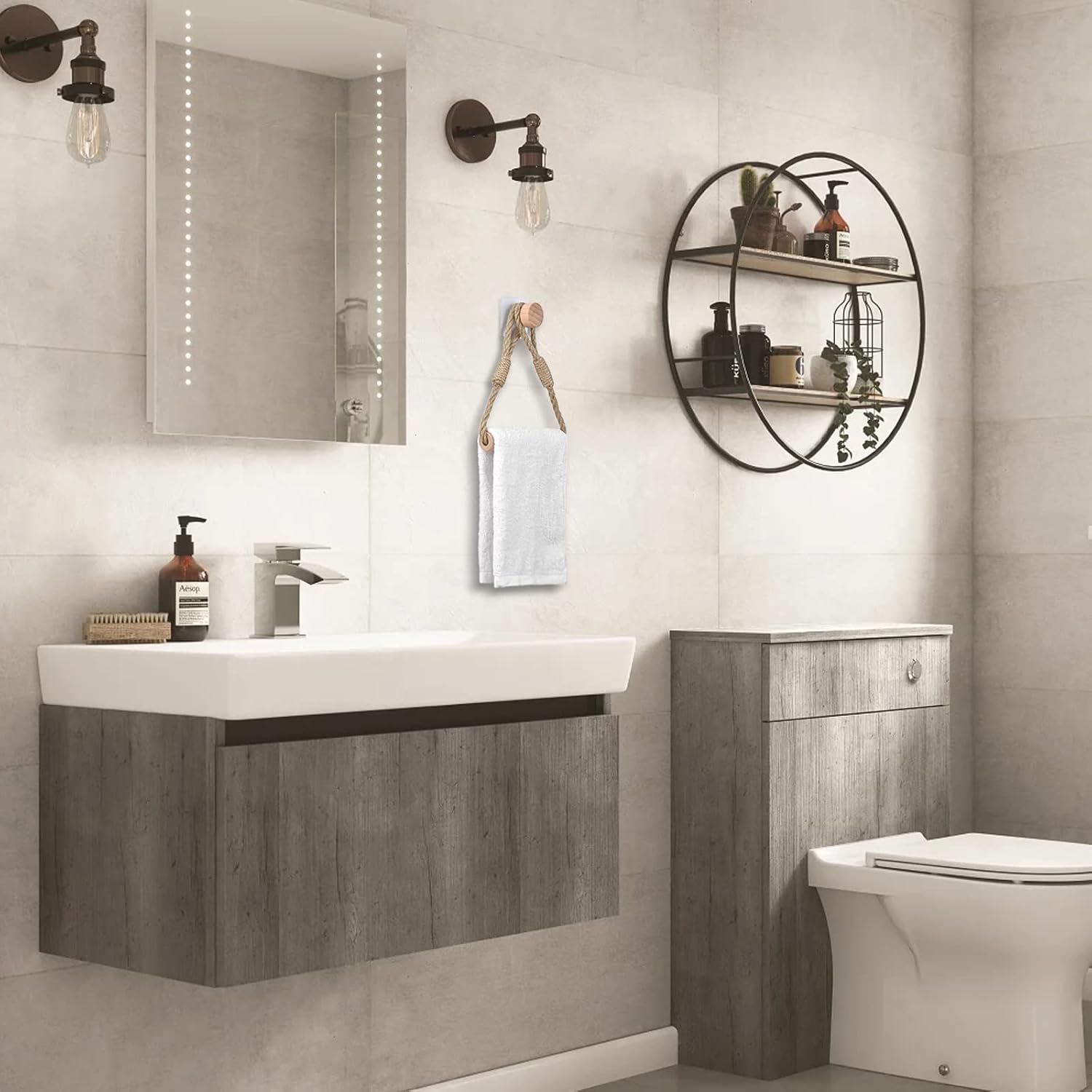 Moonlux Industrial Rope Toilet Paper Holder with Adhesive