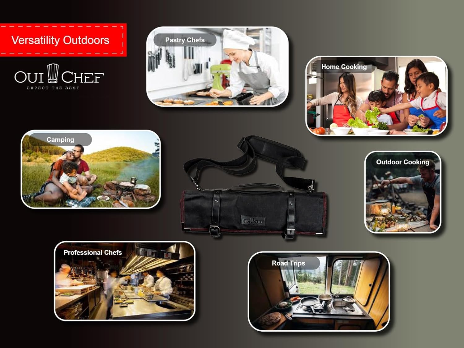 OuiChef Chef Knife Bag for 10 Blades More