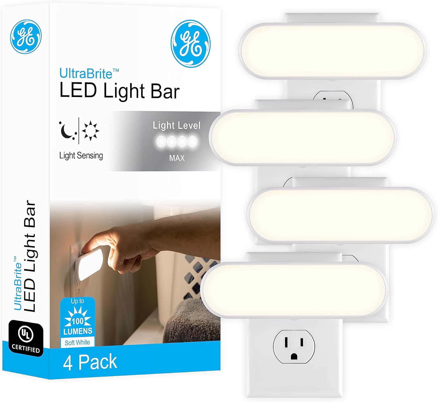 GE Ultrabrite LED Light Bar Night Light 4 Pack