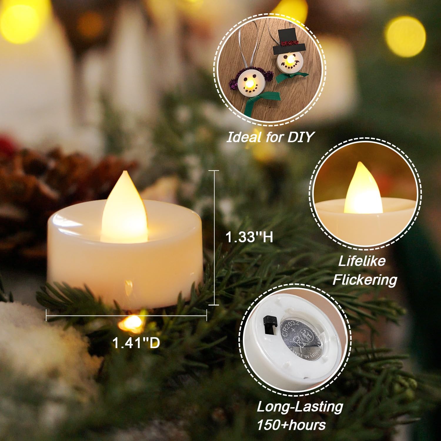 Amagic 30Pcs Flameless LED Tea Lights with 200 Hours Battery