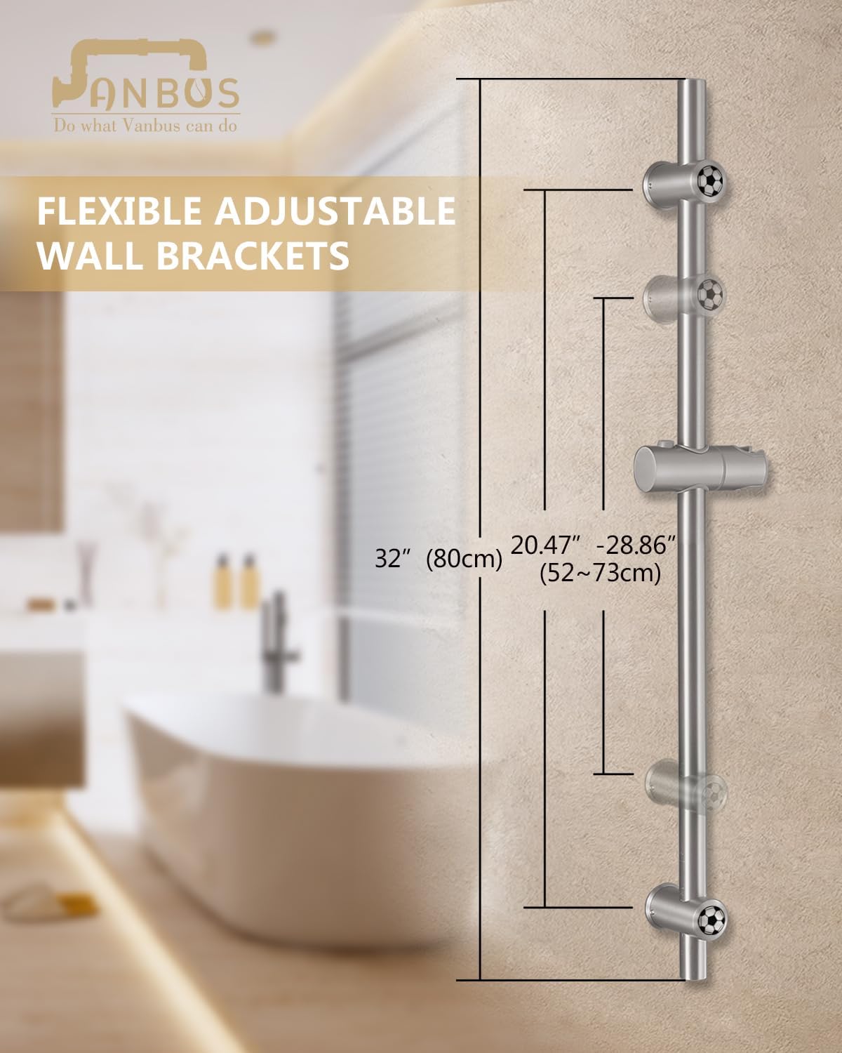 Adjustable and Rust-Resistant Handheld Shower Slide Bar for Bathroom Use
