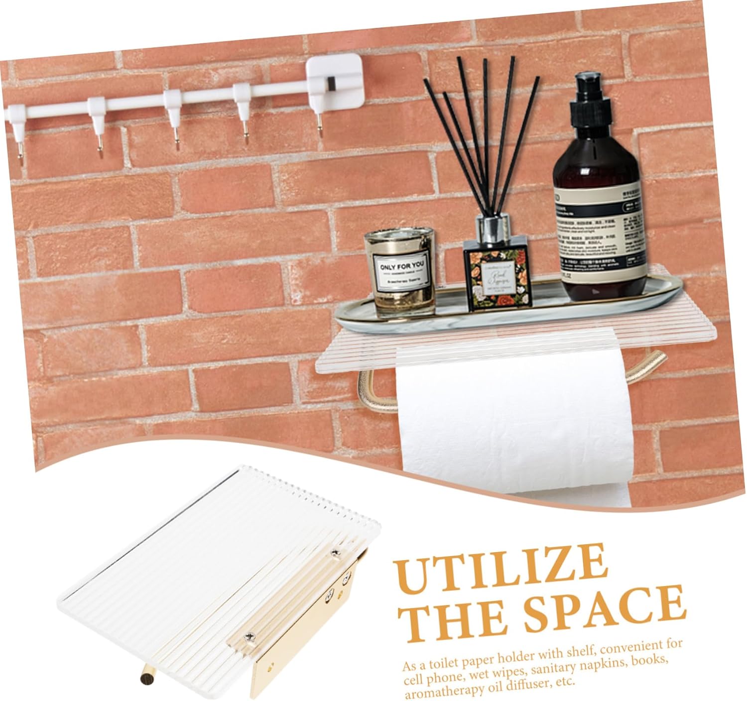 Wall-Mounted Toilet Paper Holder with Shelf