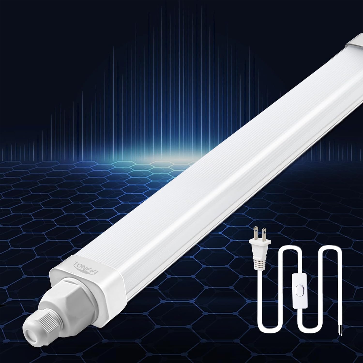 Tonffi 4FT Plug-in LED Ceiling Light - 36W 4000LM Cool White IP65