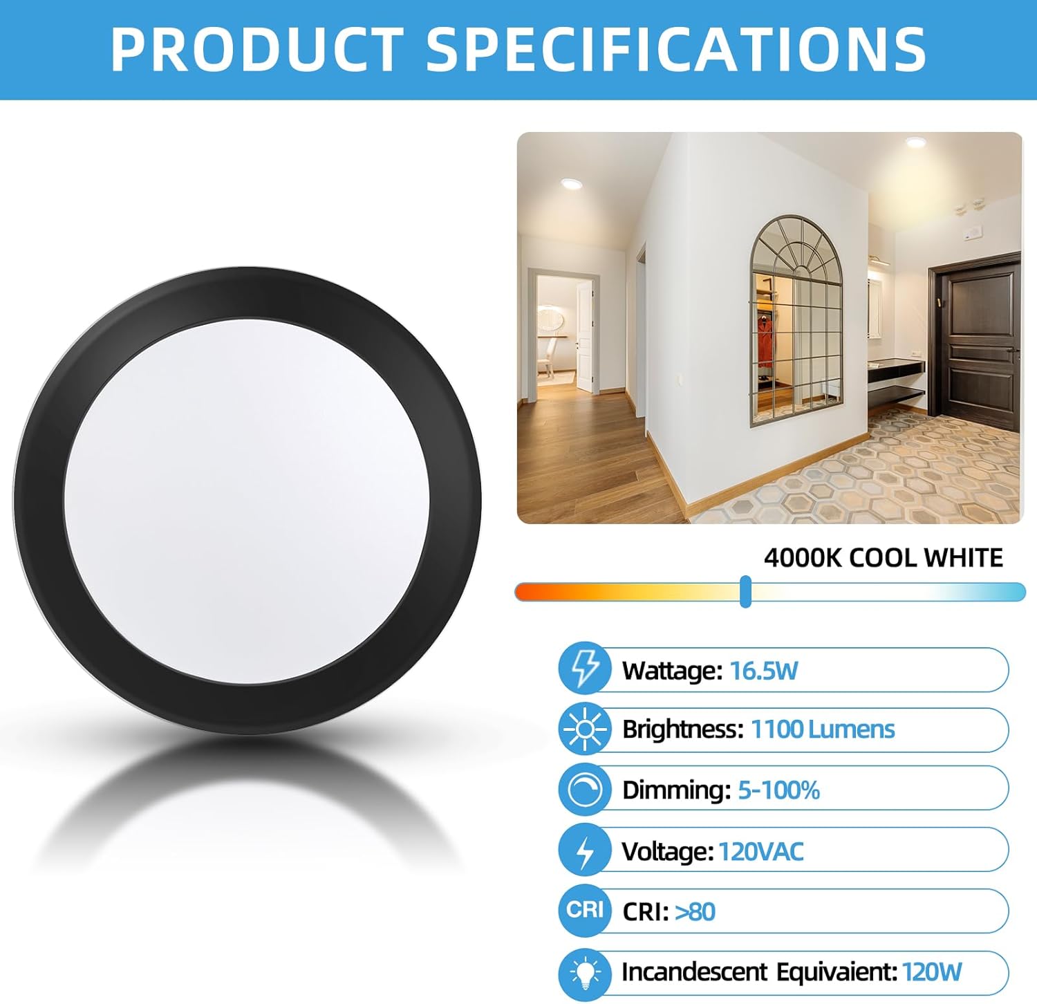 ECOELER 56 Inch LED Disk Light 6 Pack