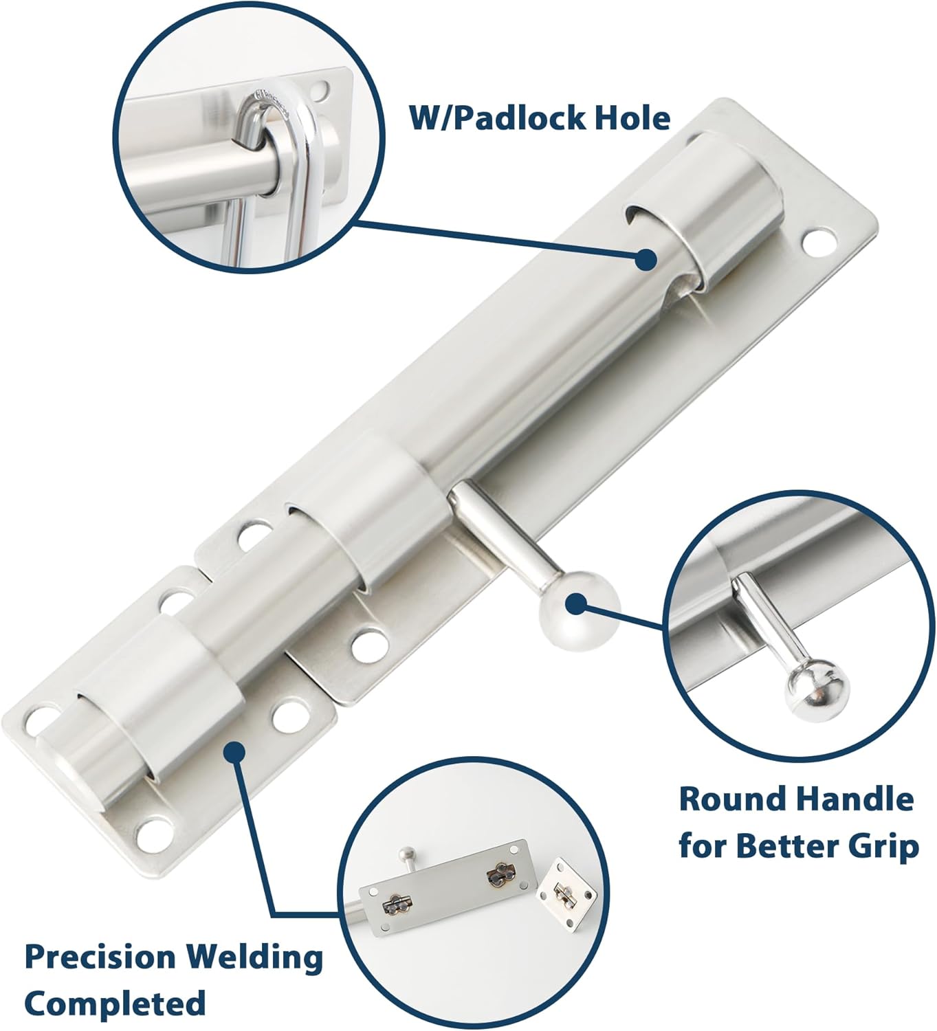 Durable 8-Inch Stainless Steel Slide Bolt Latch
