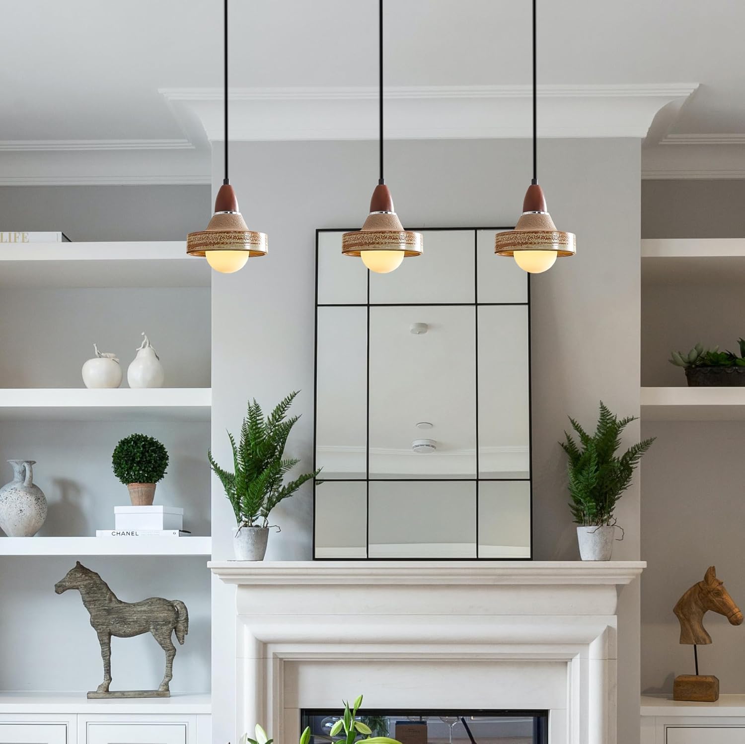 Kiven L Style 2-Wire Track Pendant Light with Ceramic Shade