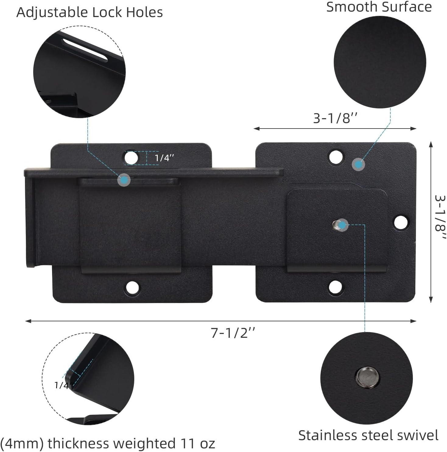 1Pack Flip Gate Latch Lock with Adjustment for Outdoor Use