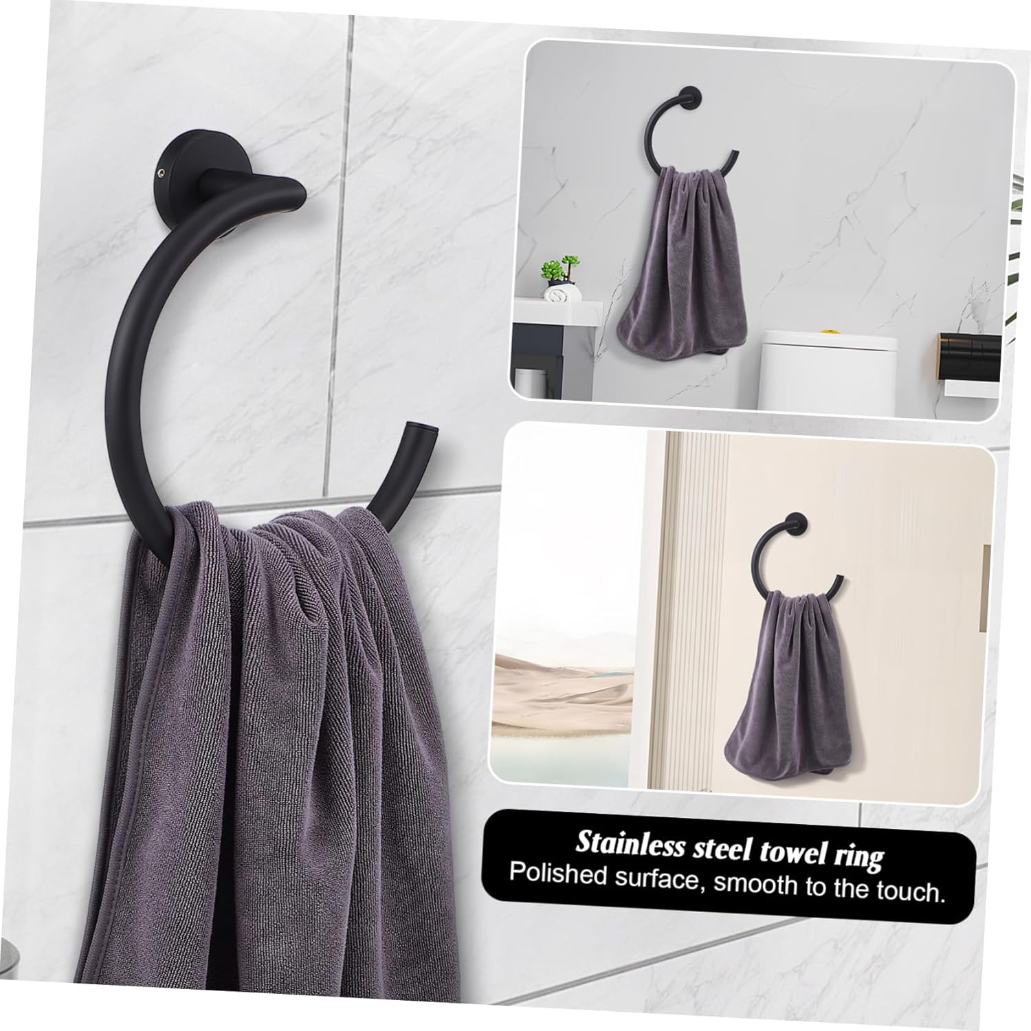 HOLIDYOYO Wall Mount Towel Ring Stainless Steel