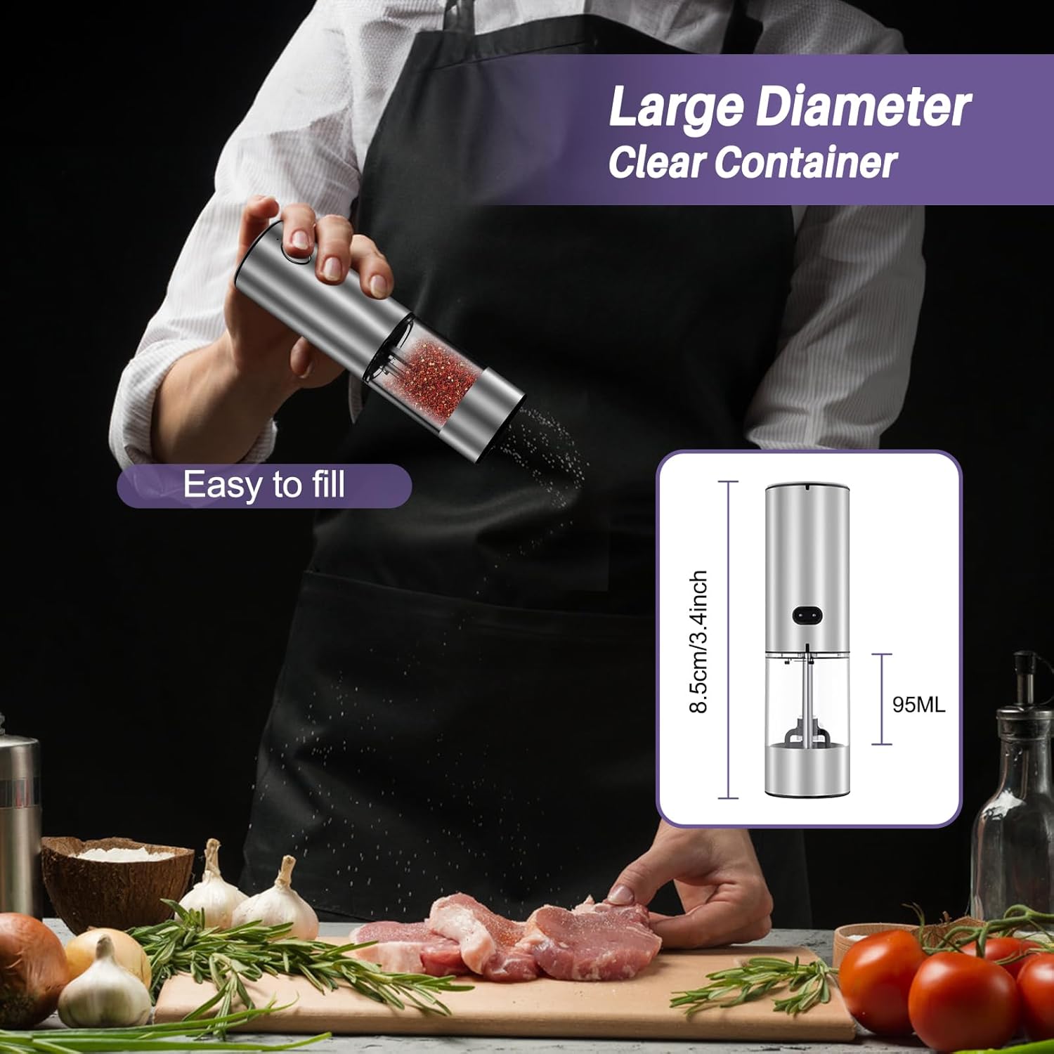 GATTLELIC Electric Salt Pepper Grinder Set