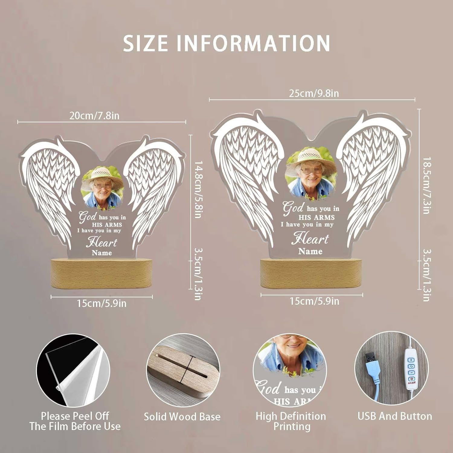 Customized Photo Night Light Acrylic Plaque Lamp