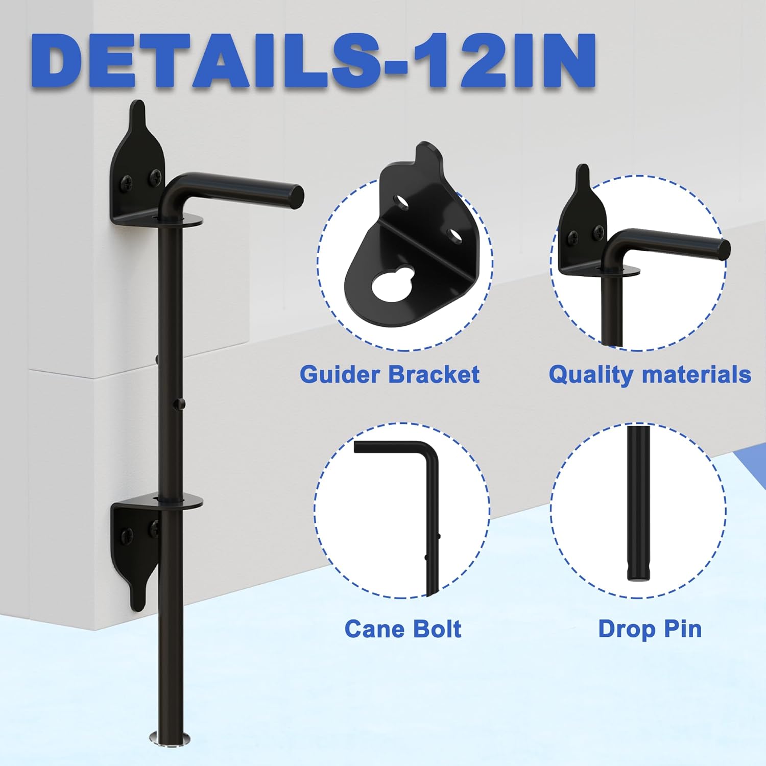 12 Gate Bolt Drop Rod Wrought Iron Gate Latch for Wooden Fences