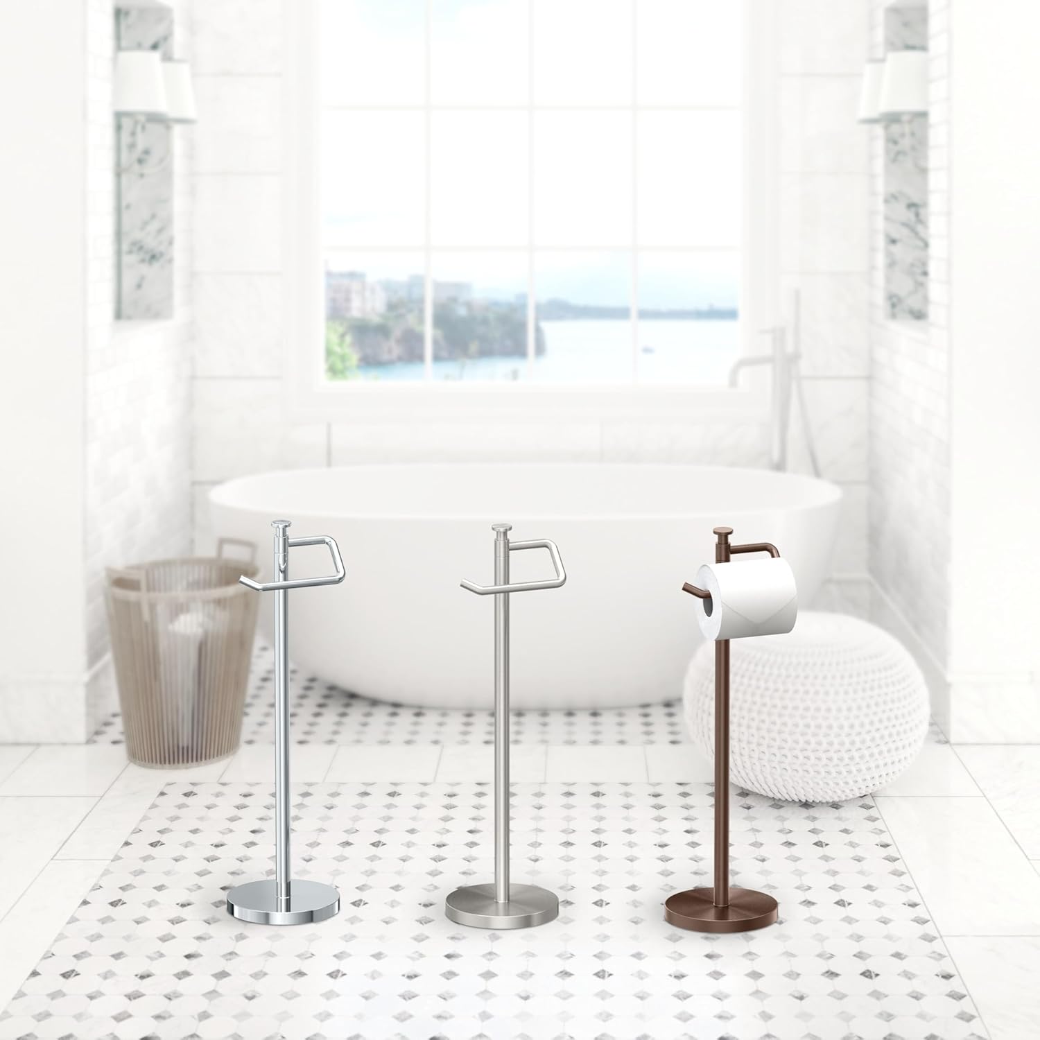 Gatco 1435C Chrome Freestanding Toilet Paper Holder 1