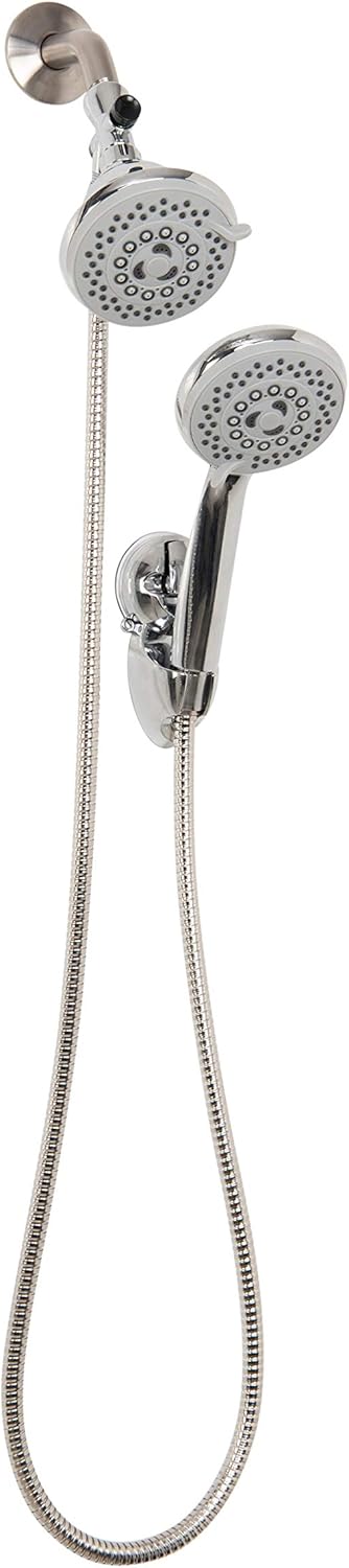 Bath Bliss Dual Shower Head 5 Modes Stainless Steel Wall Mounted
