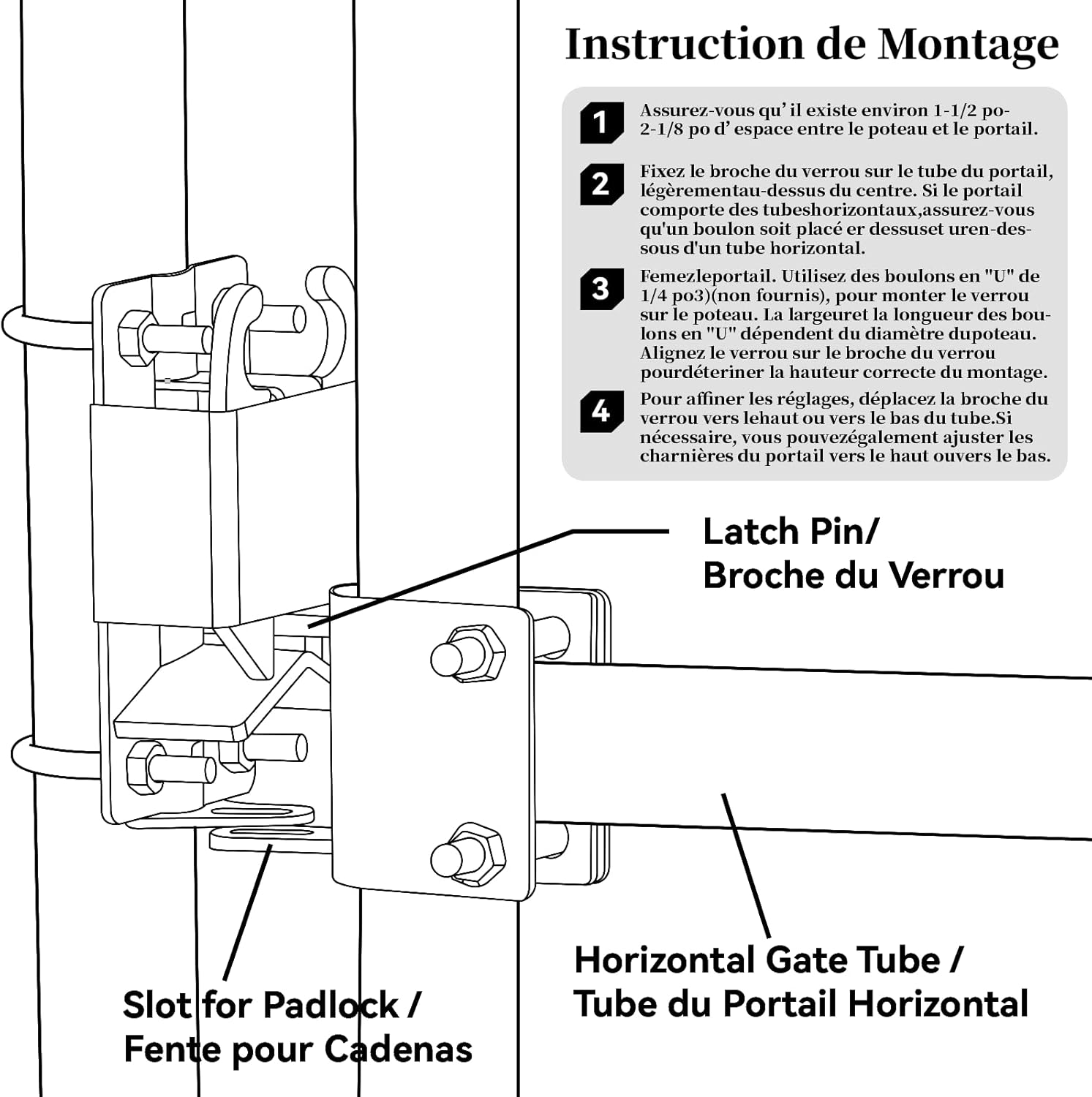 Gelaska 2-Way Gate Latch Durable Easy to Install