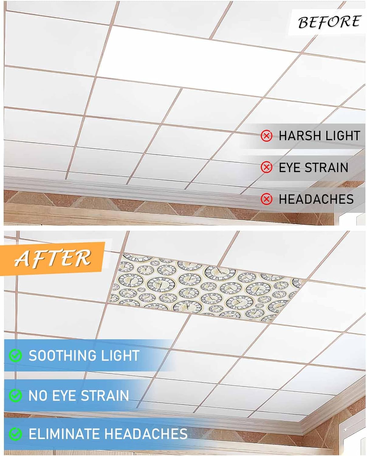 Gold Flower Ceiling Light Cover 4x2 Feet Magnetic 1 Pack