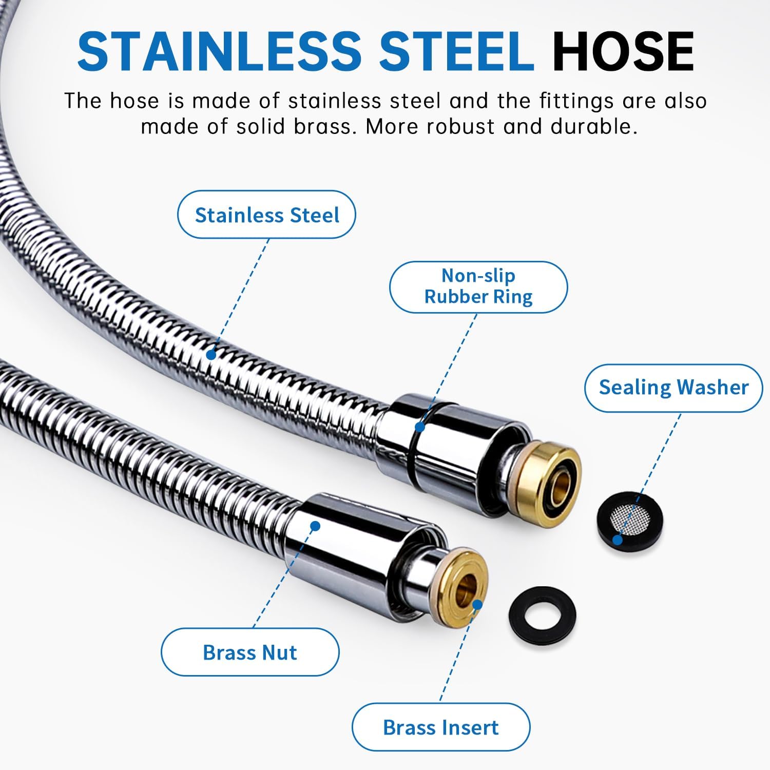 Spray Power Wash 70-Inch Durable Hose Easy Install EVP240 Chrome