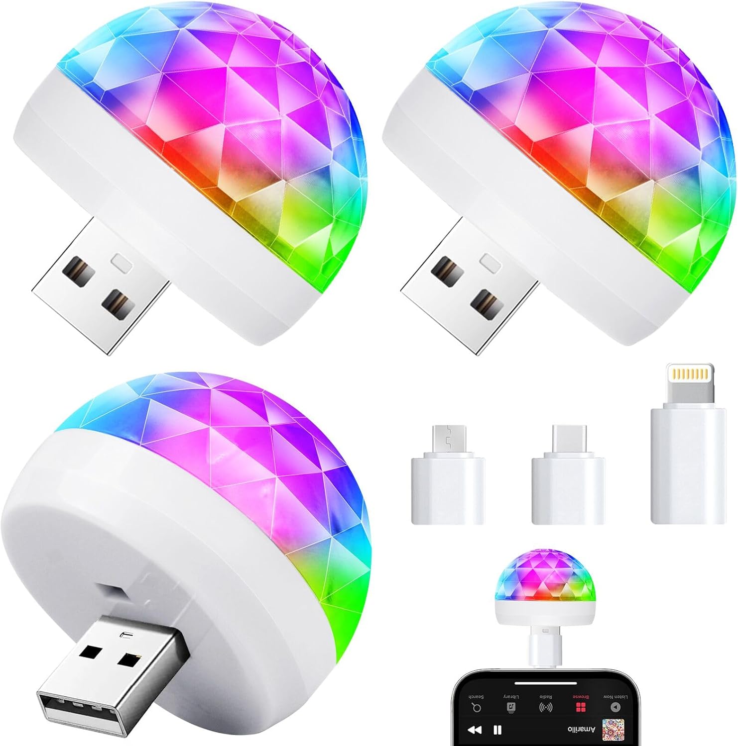 Luditek USB Mini Disco Ball Light with Sound Activation 1