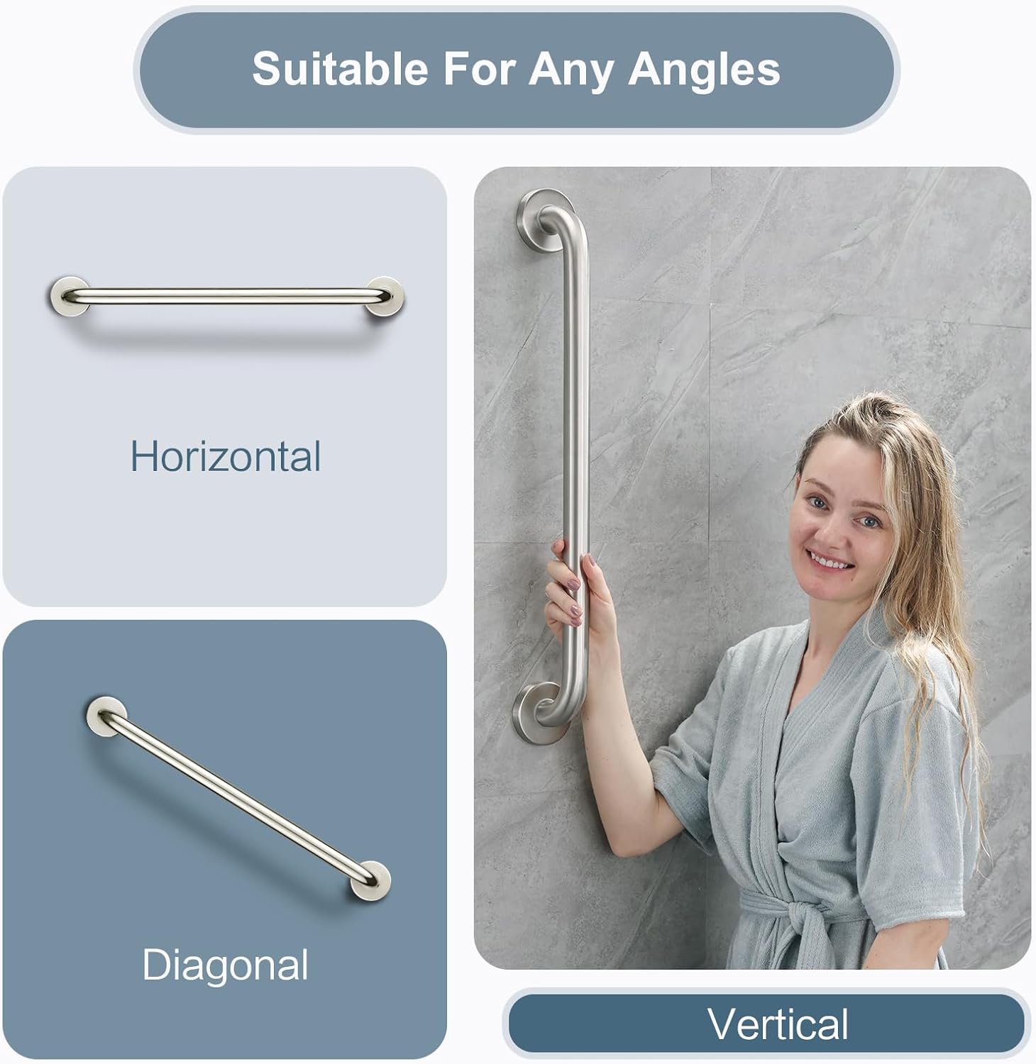 Bright Showers Dual Shower Head Grab Bar Set