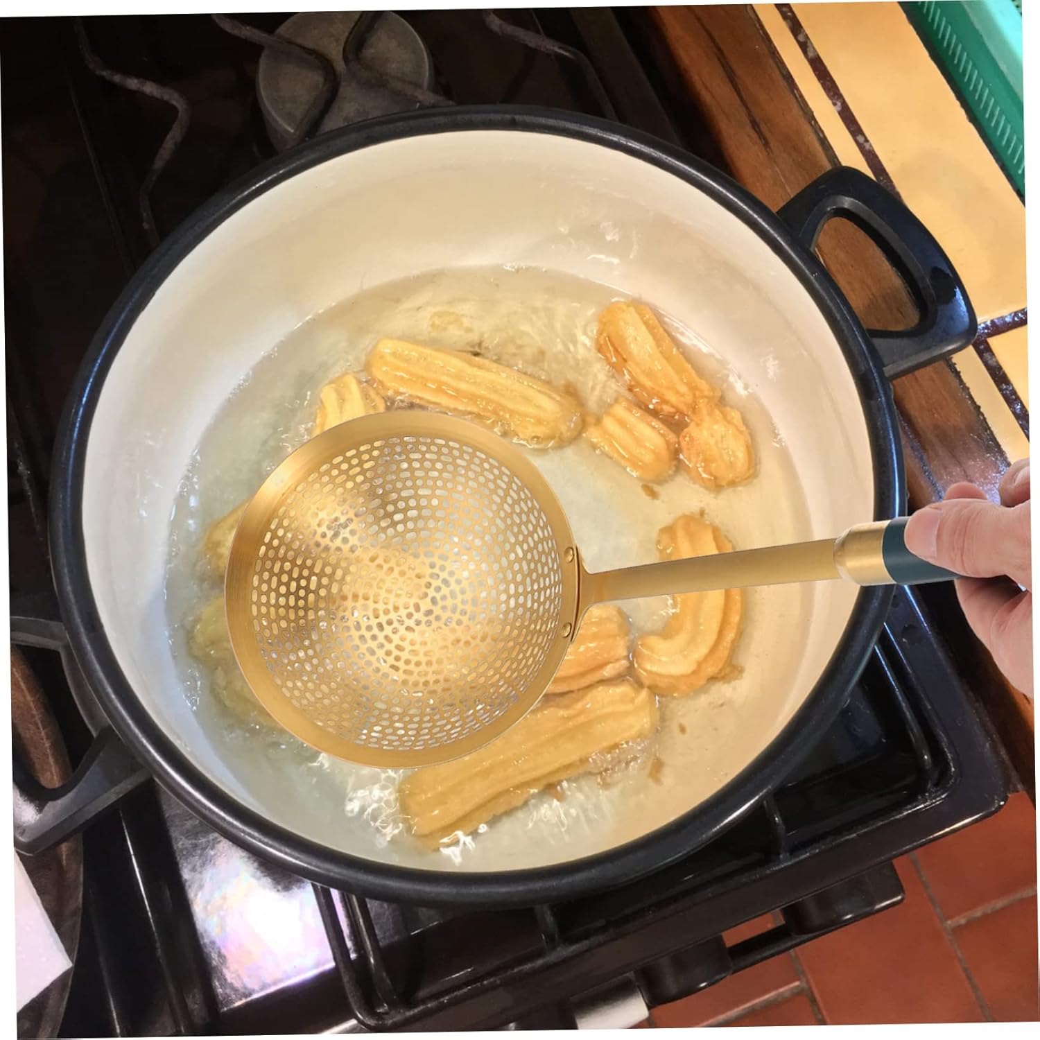 ABOOFAN Yellow Stainless Steel Skimmer Strainer Set