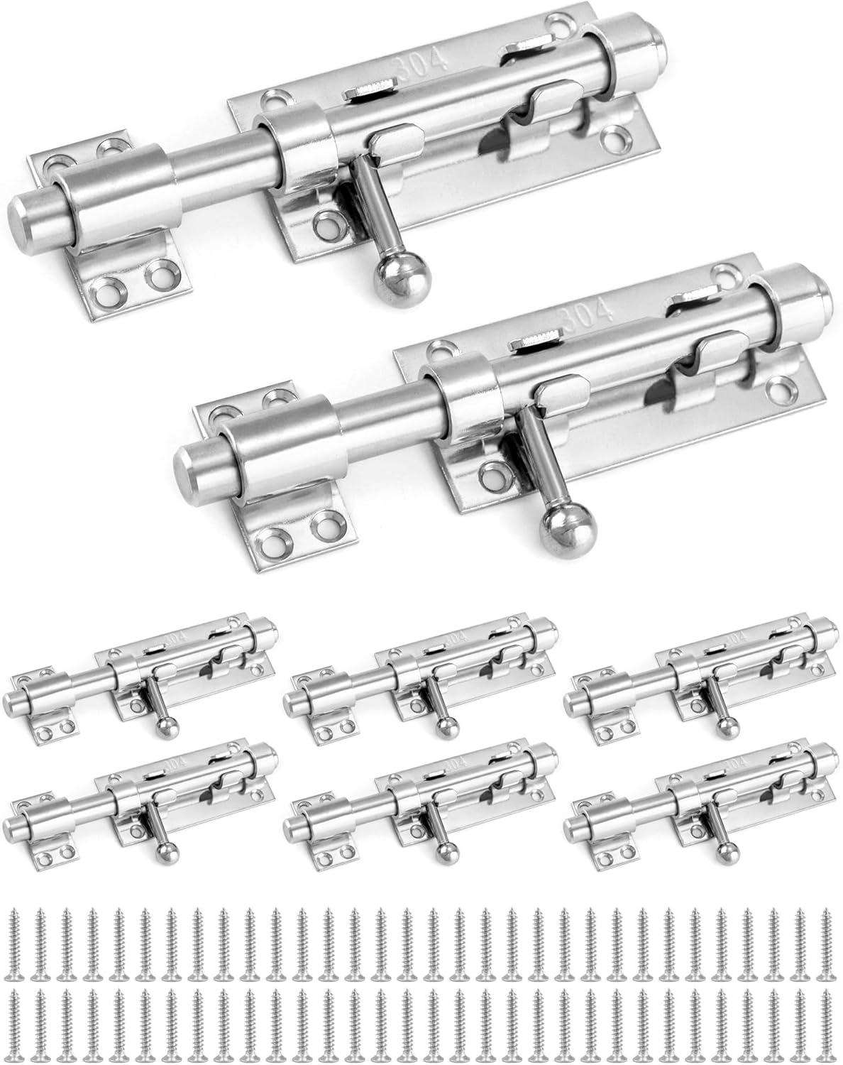 QWORK 8-Pack Sliding Bolt Gate Latch
