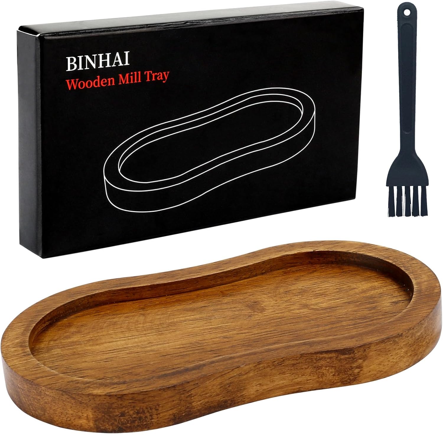 BINHAI Salt and Pepper Wood Mill Rest Tray